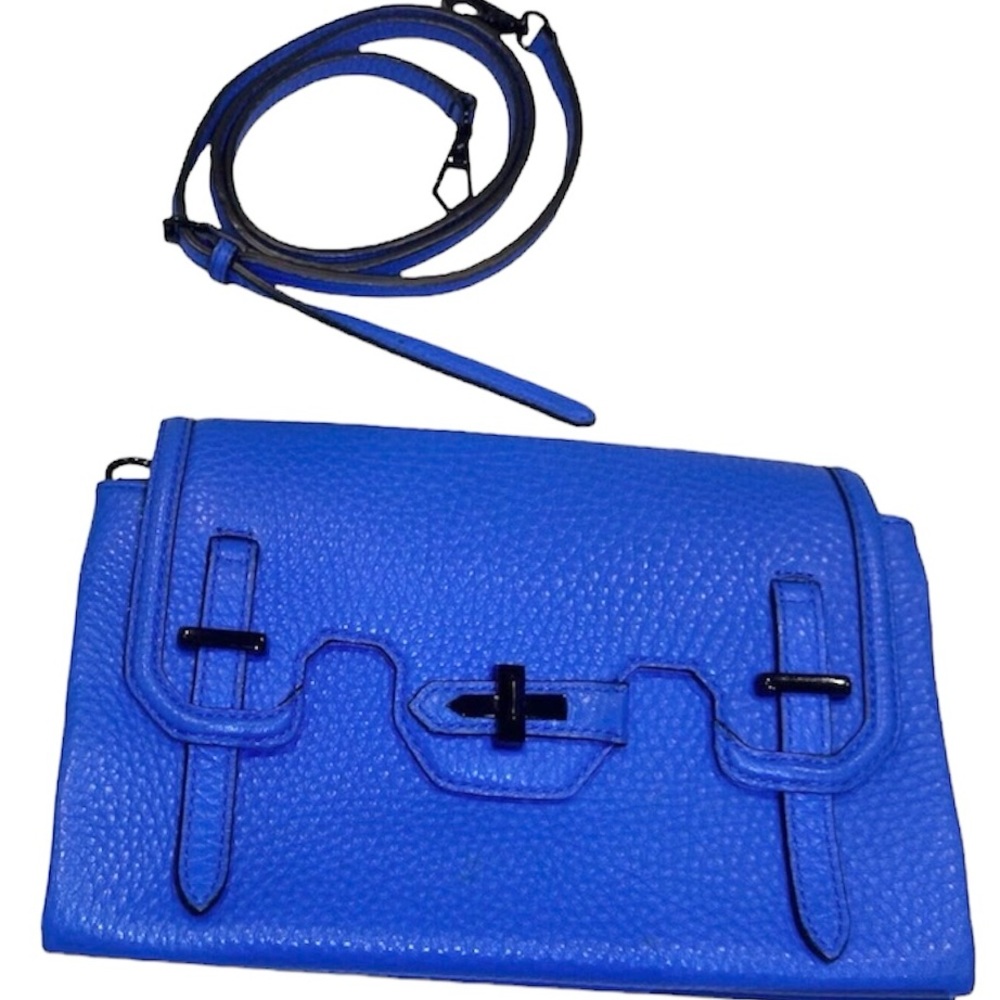 Rebecca Minkoff Womens Leather Blue Crossbody Clutch With  Detach Strap FIRM